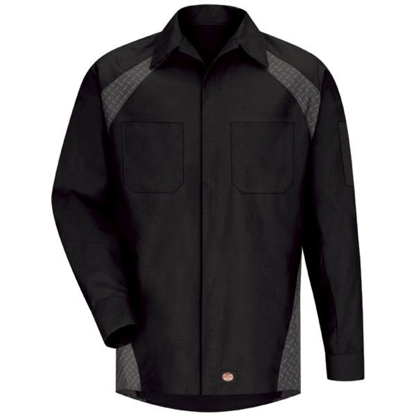 Workwear Outfitters Men's Long Sleeve Diamond Plate Shirt Black SY16BD-RG-3XL